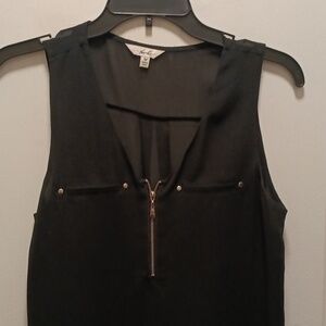 Black Zippered Sleeveless Blouse